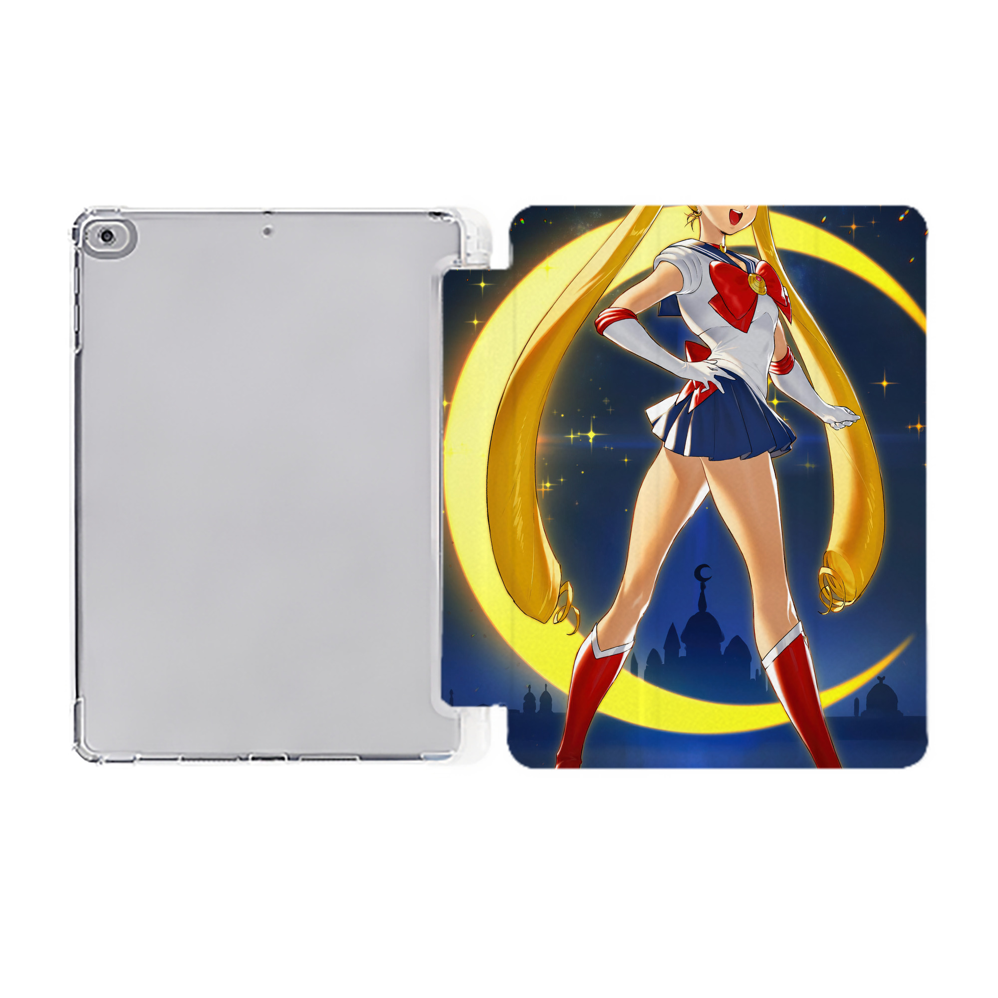 （画像用） 美少女戦士セーラームーン Sailor Moon IPad ケース ペン収納付き 三つ折りスタンド PUレザー×シリコン 対応機種9.5/10.5/10.9インチ